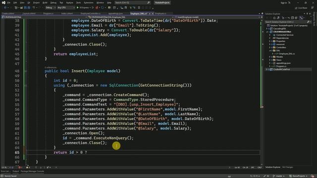 CRUD Operations Using ASP.NET Core And ADO.NET | Insert data with SQL Stored Procedure | .Net 7.0 смотреть онлайн