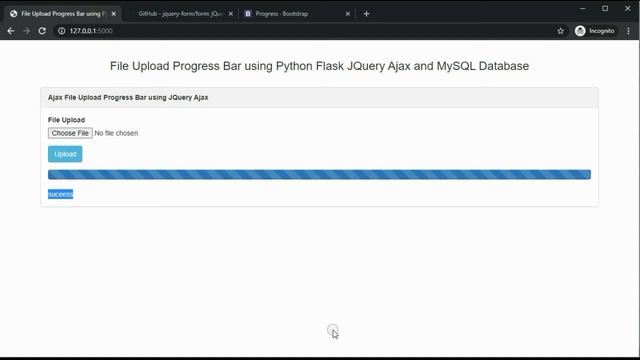 File Upload Progress Bar using Python Flask JQuery Ajax and MySQL Database смотреть онлайн