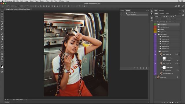 Analog Film Effect Photoshop Action Tutorial смотреть онлайн