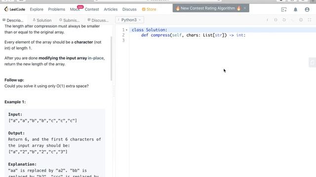 Leetcode 443. String Compression Python смотреть онлайн