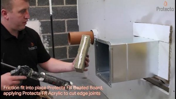 Protecta FR Coated Boards - fire stopping duct penetration in flexible wall