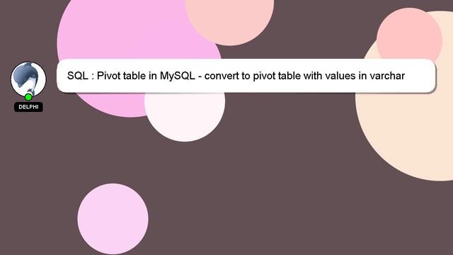 SQL : Pivot table in MySQL - convert to pivot table with values in varchar format смотреть онлайн