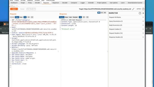 SQL INJECTION ATTACK, LISTING THE DATABASE CONTENTS ON NON-ORACLE DATABASES -Burp Suite смотреть онлайн
