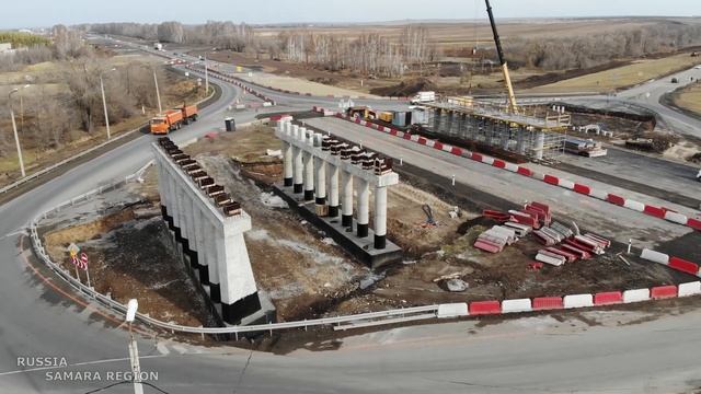 Трасса Е30 / М5 УРАЛ / реконструкция дорожной развязки у села Красный Яр / окт 2021 / Самарская обл смотреть онлайн
