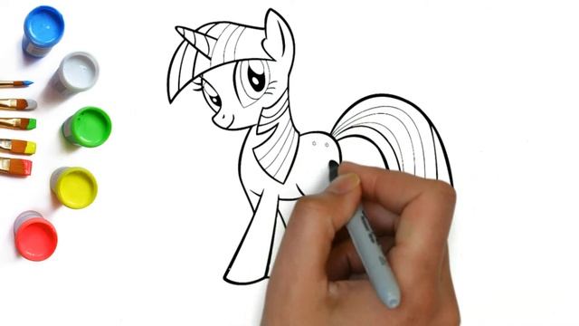 Как нарисовать Май литл пони Искорка, рисунок единорога из мультика my little pony рисунки для дете смотреть онлайн
