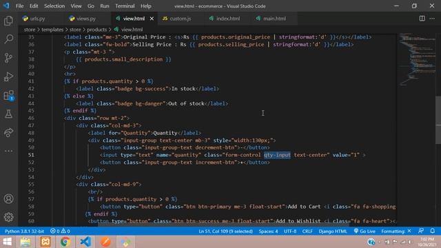 Django Ecommerce Part 7 | Product quantity increment and decrement using jquery in django смотреть онлайн