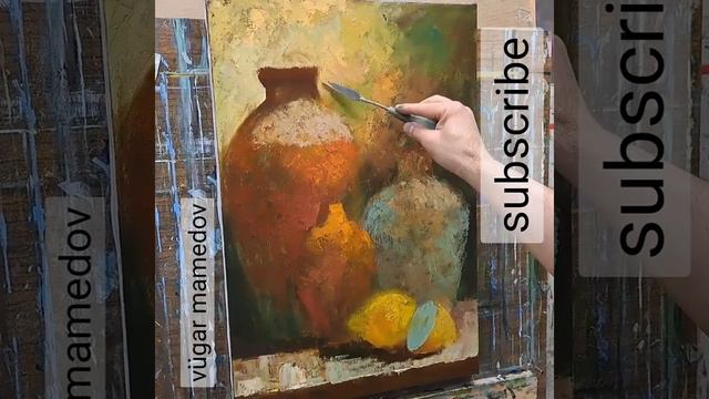 Натюрморт с вазами мастихином (Вугар Мамедов)
