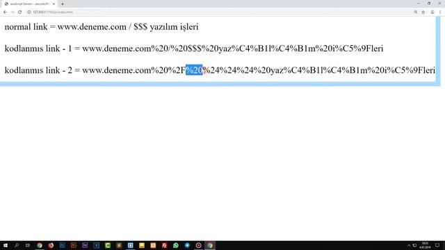 117- JavaScript Dersleri - decodeURIComponent and encodeURIComponent Global Methods - Özel Karakter смотреть онлайн