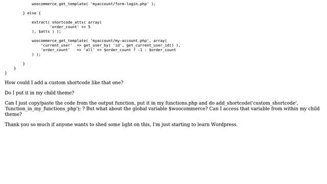 Wordpress: Adding my own custom woocommerce shortcode to child theme, how? смотреть онлайн