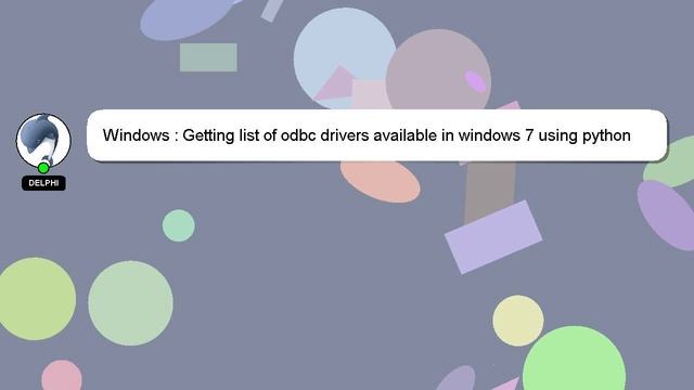 Windows : Getting list of odbc drivers available in windows 7 using python смотреть онлайн