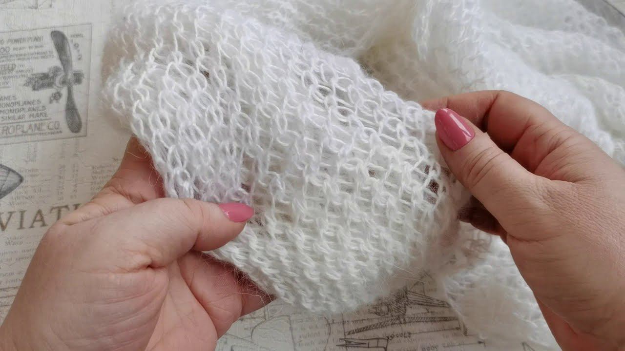 Паутинка спицами#шарфспицами #паутинкасеткаспицами