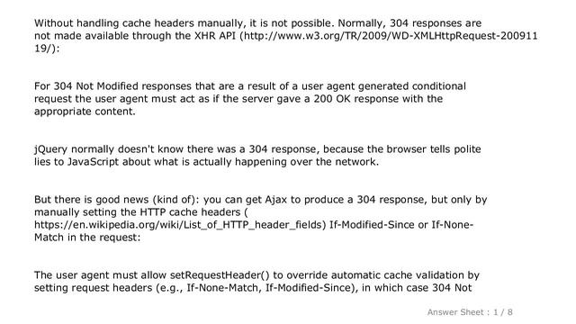 jQuery : How to check if jQuery.ajax() request header Status is "304 Not Modified"? смотреть онлайн