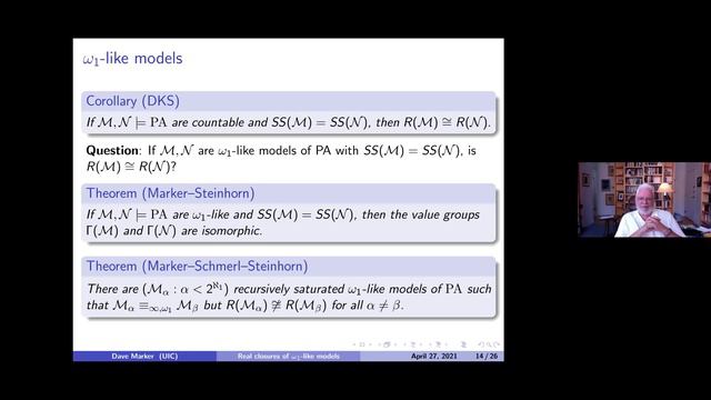 Dave Marker: Real Closures Of ω1-like Models Of PA