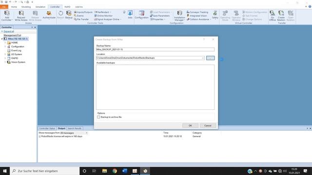 Create a Backup file in RobotStudio® смотреть онлайн