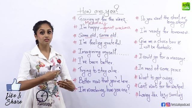 How to answer the question - HOW ARE YOU? Learn 15 creative ways to respond to Greetings in English смотреть онлайн