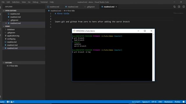 Learn Git & GitHub Tutorial Course - Video No 14 - How to Delete Branch ? смотреть онлайн