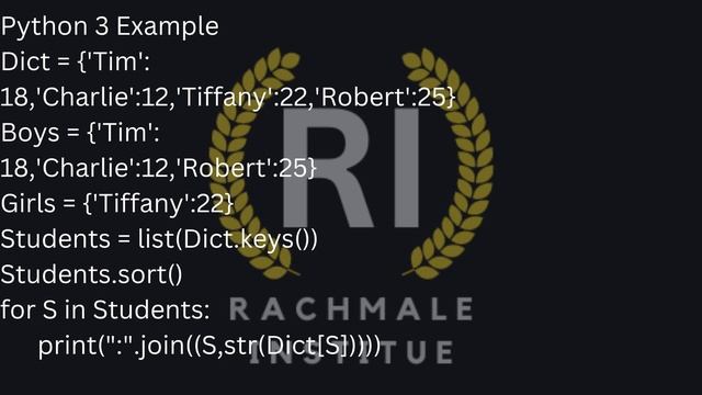 Payrhon || Dictionary in Python with Syntax || Rachmale Institute смотреть онлайн