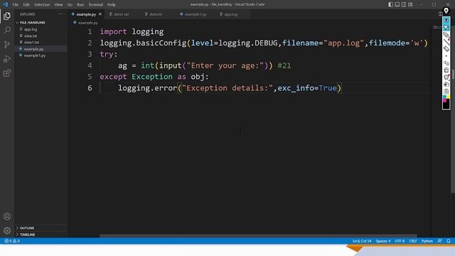 Logging in Python | Logging Exception Details in Python | Advanced Python Tutorial смотреть онлайн
