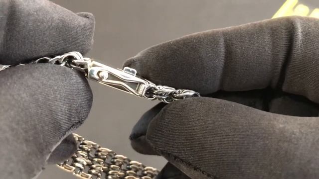 арт. А0219 Серебряный браслет ФЕРДИНАНД, 22 см, ширина 12 мм, с замком коробка. смотреть онлайн