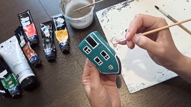 Роспись КАМНЯ акриловыми красками/ Домик/ STONE painting with acrylic paints/ Lodge смотреть онлайн