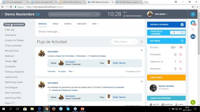 Bitrix24 Primeros pasos Noviembre 2017 смотреть онлайн