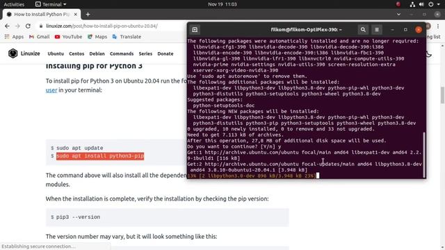 Instal PIP for Python3 di Ubuntu 20.04 смотреть онлайн