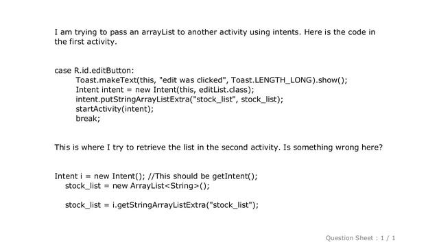 Android : Passing ArrayList through Intent смотреть онлайн