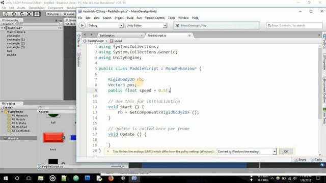 Unity 5 Tutorial: How to Make Breakout Game Clone in Unity смотреть онлайн