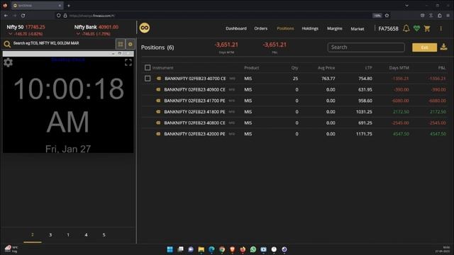 27-01-2023 | BANKNIFTY ITM OPTIONS | PYTHON TRADING BOT | FULL DAY | #trading #vlog смотреть онлайн