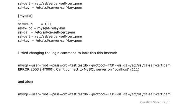 MySQL : mysql ERROR 2026 (HY000): SSL connection error: error:00000001:lib(0):func(0):reason(1) смотреть онлайн
