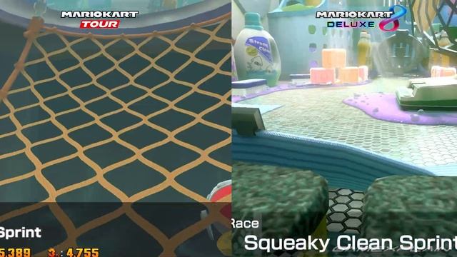 Squeaky Clean Sprint Graphics Comparison! (Mario Kart Tour VS MK8 Deluxe) смотреть онлайн
