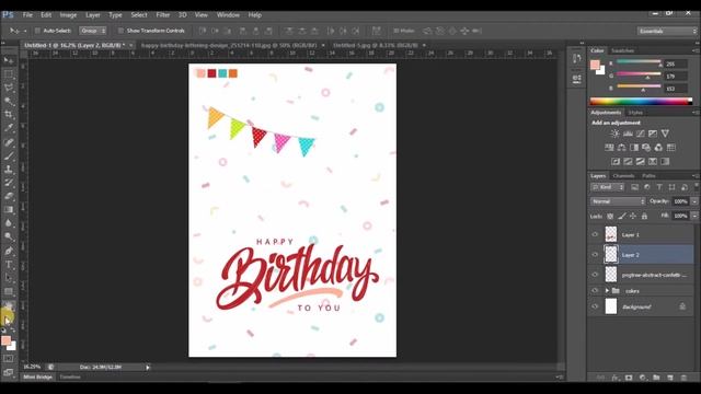 HOW TO DESIGN BIRTHDAY CARD IN PHOTOSHOP - TUTORIAL смотреть онлайн