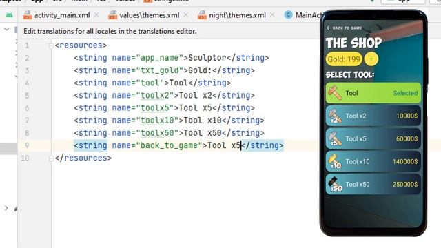Создание игры на Android 7: Добавляем текст в игру. Строковые ресурсы Android strings.xml смотреть онлайн