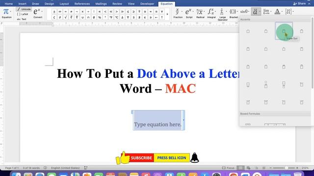 How To Put A Dot Above A Letter In Word - [ MAC ]