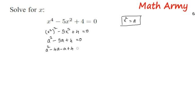 Solve: x^4-5x^2+4=0 смотреть онлайн