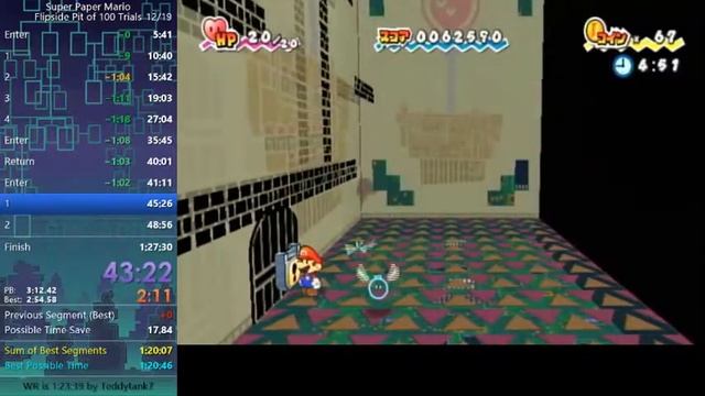 Super Paper Mario Flipside Pit of 100 Trials Speedrun in 1:26:54 смотреть онлайн