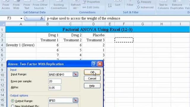 Factorial Anova Using Excel смотреть онлайн