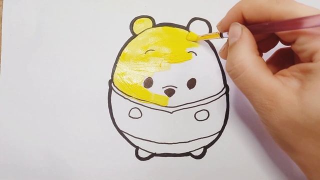 Draw a cartoon character Winnie-Pooh/Draw together/Step-by-step drawing for children))) смотреть онлайн