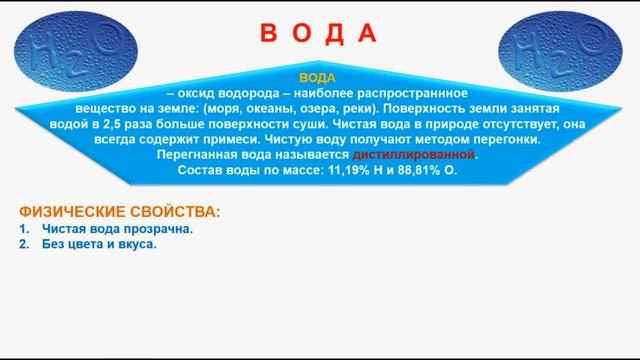 № 195. Неорганическая химия. Тема 23. Вода. Часть 1. Физические свойства и применение воды смотреть онлайн