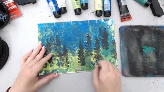 Quick & Easy Forest Scenery with my NEW Little Leaf Foam Stamp from Joggles | Art Journal Tutorial смотреть онлайн