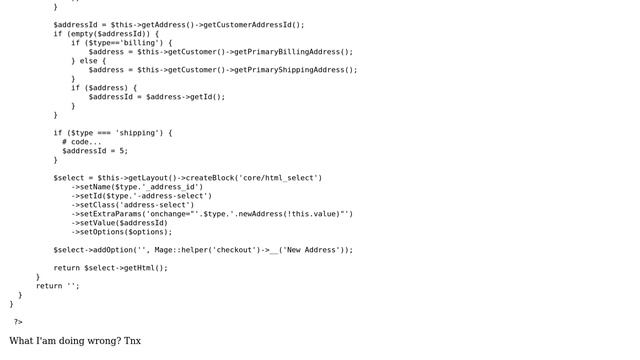 Magento: getAddressesHtmlSelect() method rewrite смотреть онлайн