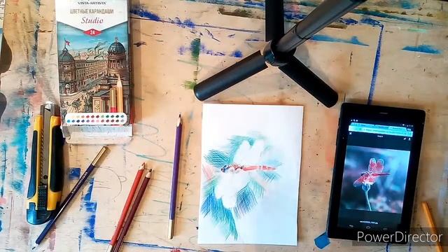 Рисуем стрекозу цветными карандашами смотреть онлайн