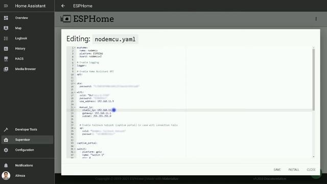 ESPHome IP Setting In Home Assistant