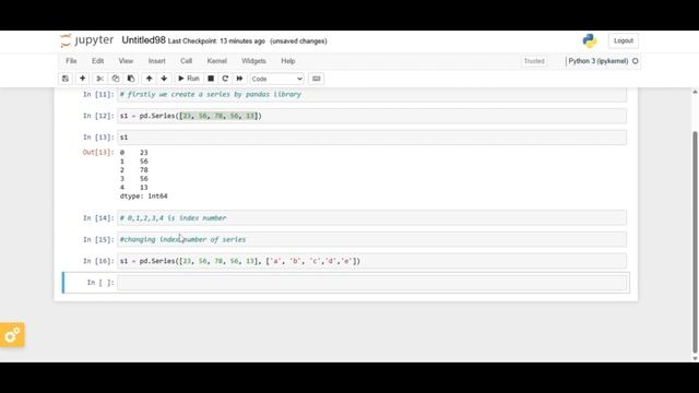 Create Series and DataFrame In Python Jupyter notebook Pandas Library смотреть онлайн