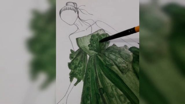 OMG! The Best | Fashion illustration Green | Houte Couture Ever! #fashionillustration #sketch смотреть онлайн