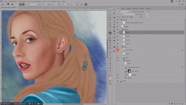 Photoshop/ Didital art/ Drawing hair speed art by MALINKA ART GALINA KAZAN смотреть онлайн
