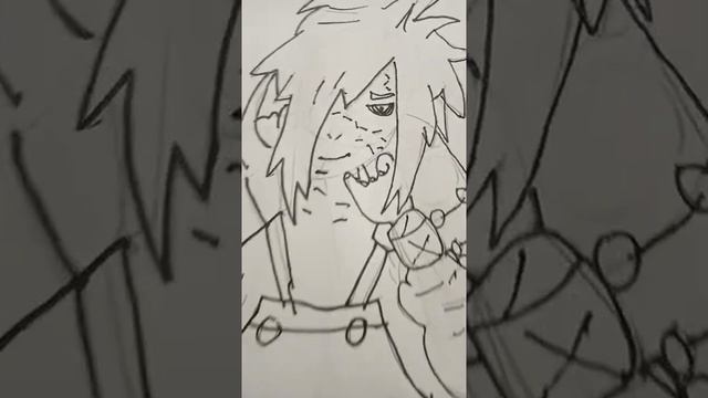 воскрешоный Мадара рисунок _аниме манга Наруто.
