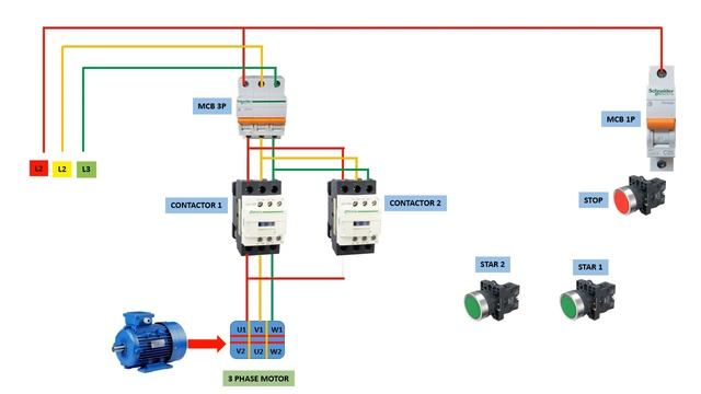 3 Phase Motor Control Wiring Tutorial | Motor Forward Reverse Control Circuit смотреть онлайн