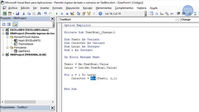 Permitir sólo texto o números en TextBox de Formulario en Excel VBA @EXCELeINFO смотреть онлайн
