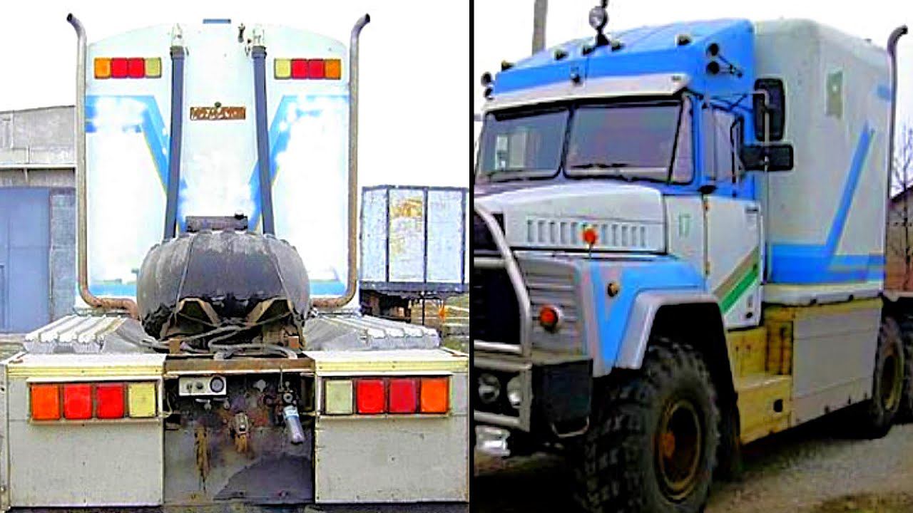 Тюнингованный КРАЗ под Американца для дальнобоя, внутри есть даже душ! смотреть онлайн